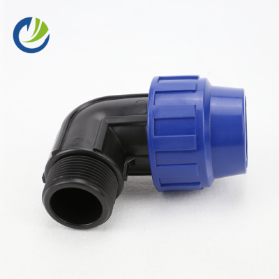 Top supplier All size available PP compression pipe fitting water fluid quick male elbow