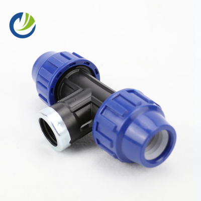 Top supplier All size available PP compression pipe fitting water fluid quick female tee